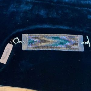 Lucky Brand Leather Beaded Cuff Bracelet